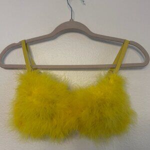 Yellow Fluffy Feather Bra adjustable straps (34 C)